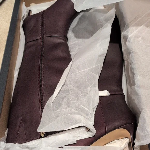 NWT Ann Taylor Rich Cranberry Chain Wrap Leather Boot - Picture 5 of 10